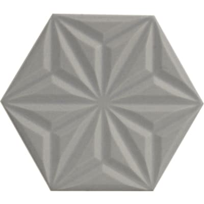 200X230MM HEX GREY DECO (OS) (MATT) (A)
